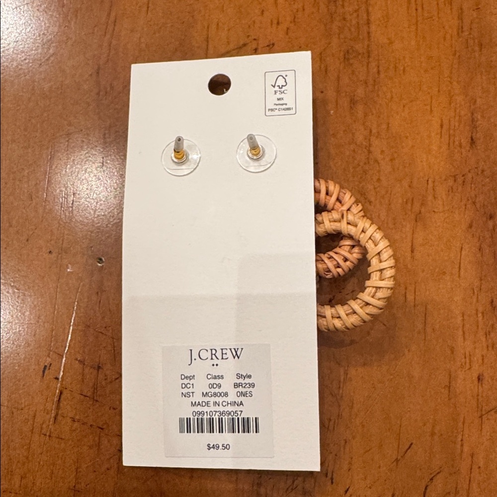 NWT J. Crew Tan Woven Hoop Earrings - Picture 2 of 2